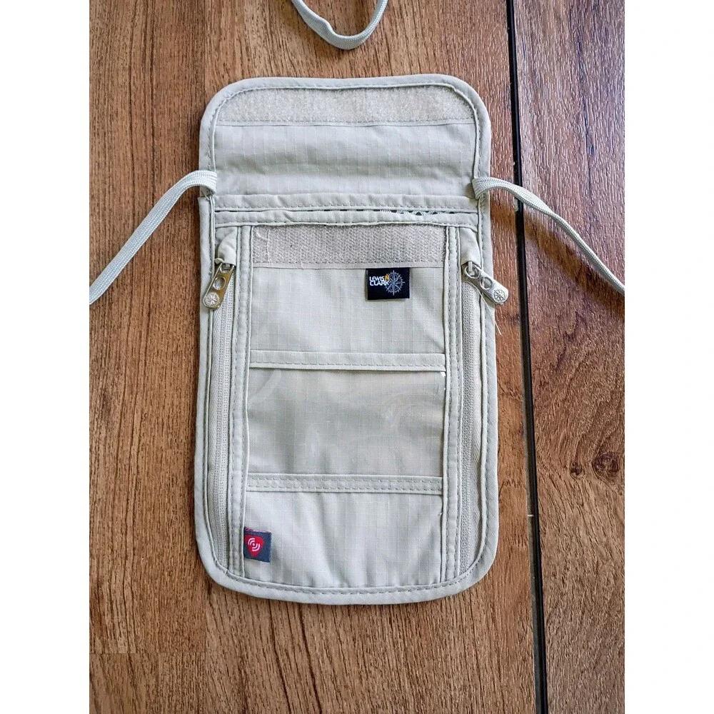 Lewis N. Clark RFID Neck Wallet Passport Holder Beige
